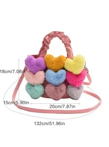 Mini Heart Decor Ruched Detail Square Bag