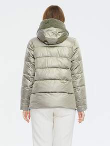 Áo khoác trùm đầu có đệm Teddy Panel tương phản có khóa kéo Plus - Màu xanh Bạc hà - Xem 2