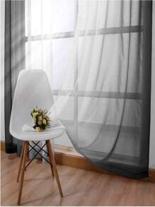 1入組漸變色透明窗簾滌綸濾光隱私透明窗簾適用於客廳和臥室 - 黑與白 - 查看 3