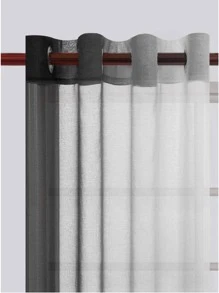 1入組漸變色透明窗簾滌綸濾光隱私透明窗簾適用於客廳和臥室 - 黑與白 - 查看 4