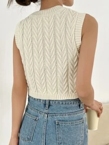 DAZY Top de punto acanalado de un solo color, ropa de otoño