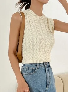 DAZY Top de punto acanalado de un solo color, ropa de otoño