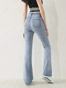 SHEIN Explorewe New Simple And Versatile Blue Washed Denim Straight Pants For Teen Girls - Light Wash - View 2