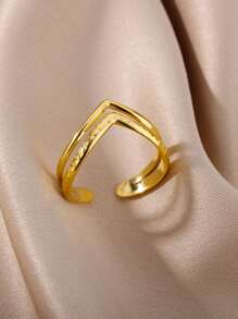 Hollow Out Cuff Ring - Yellow Gold - View 1