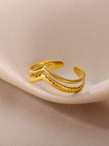 Hollow Out Cuff Ring - Yellow Gold - View 3