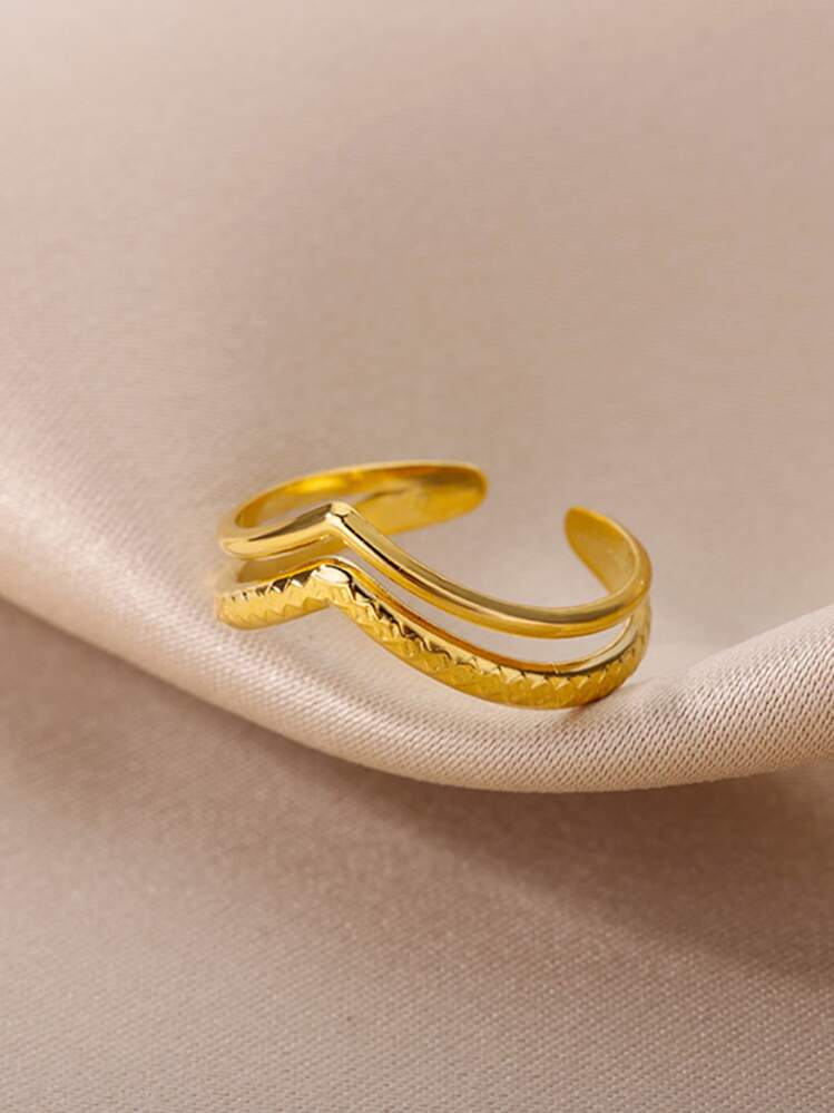 Hollow Out Cuff Ring - Yellow Gold - View 3
