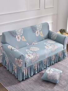 1入組熱帶圖案荷葉邊有彈性沙發套 - 彩色 - 查看 7