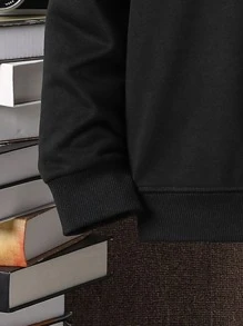 Boys Letter Graphic Pullover & Joggers Without Shirt - Black - View 3