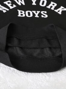 Boys Letter Graphic Pullover & Joggers Without Shirt - Black - View 7