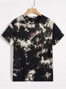 Manfinity RebelGame Men Tie Dye Letter Graphic Tee - Multicolor - View 1