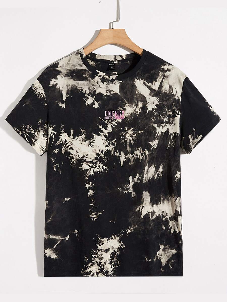 Manfinity RebelGame Men Tie Dye Letter Graphic Tee - Multicolor - View 1