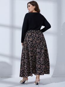 Mulvari Vestido con estampado floral girante delantero - Negro - Ver 2