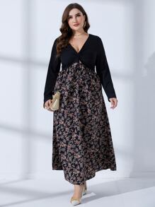 Mulvari Vestido con estampado floral girante delantero - Negro - Ver 6