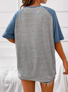 Muchica 撞色插肩袖T恤 - 灰色 - 查看 2