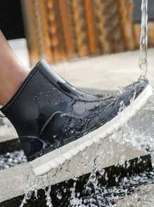 Minimalist Slip-On Rain Boots - Black - View 3