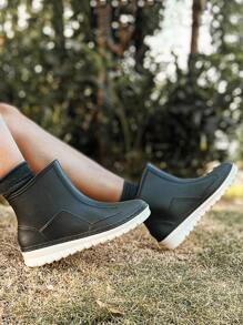 Minimalist Slip-On Rain Boots - Black - View 4