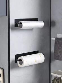 1個廚房卷紙架食品包裝儲物架無痕掛墻架廚房收納組織器紙巾分配器