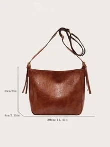 Minimalist Hobo Bag Women's Large Capacity All-Match Bag, Tote Crossbody Bag, Stylish Bag For Work & School - Brown - View 3