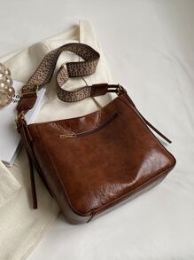 Minimalist Hobo Bag Women's Large Capacity All-Match Bag, Tote Crossbody Bag, Stylish Bag For Work & School - Brown - View 10