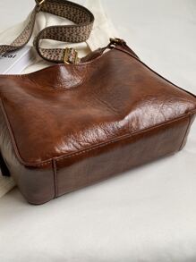 Minimalist Hobo Bag Women's Large Capacity All-Match Bag, Tote Crossbody Bag, Stylish Bag For Work & School - Brown - View 12