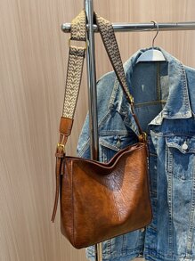 Minimalist Hobo Bag Women's Large Capacity All-Match Bag, Tote Crossbody Bag, Stylish Bag For Work & School - Brown - View 18