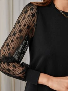 SHEIN Clasi 蕾絲拼接燈籠袖連衣裙