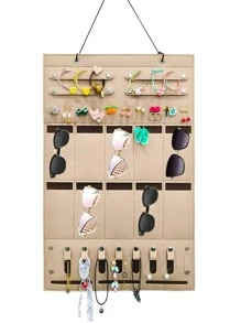 1pc Multifunction Hanging Jewelry Storage Bag - Khaki - View 1