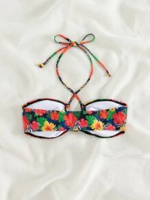 印花掛脖比基尼上衣 - 彩色 - 查看 3
