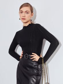 MOTF PREMIUM WOOL-MIX CABLE KNIT JUMPER - Black - View 2