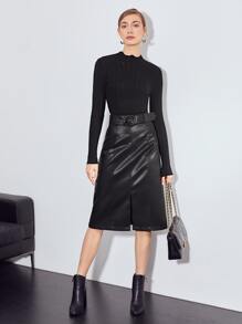 MOTF PREMIUM WOOL-MIX CABLE KNIT JUMPER - Black - View 4