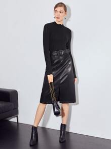 MOTF PREMIUM WOOL-MIX CABLE KNIT JUMPER - Black - View 5