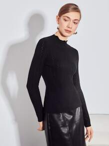 MOTF PREMIUM WOOL-MIX CABLE KNIT JUMPER - Black - View 8