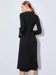 MOTF PREMIUM WOOL-MIX SLINKY BELTED JUMPER DRESS - Black - View 3