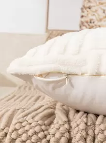 SHEIN X Milania 1pc Geometric Jacquard Cushion Cover Without Filler - Beige - View 4