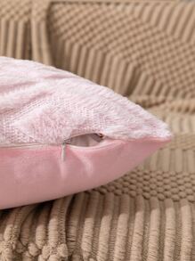 1pc Geometric Texture Throw Pillow Case, Soft Plush Cushion Cover Without Filler For Sofa Bedroom - Baby Pink - View 5
