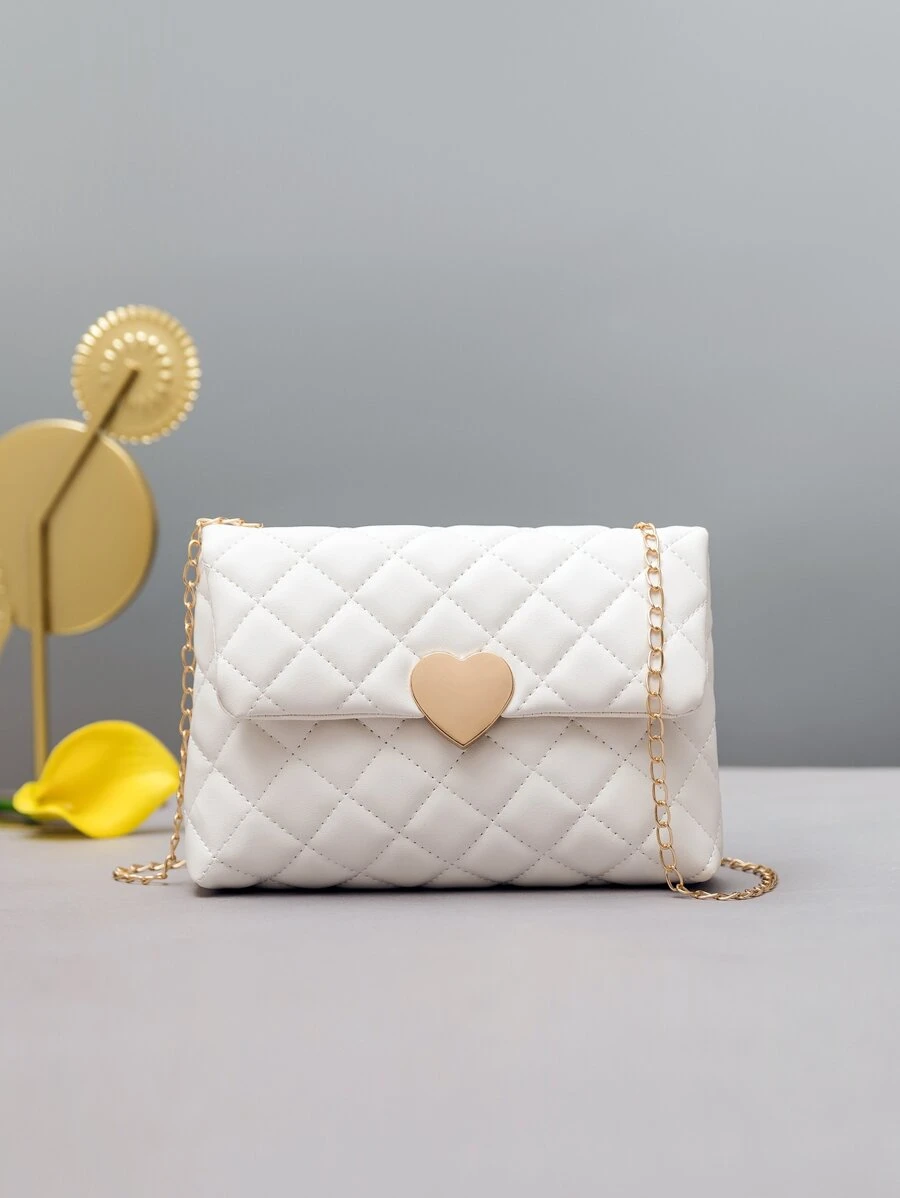 Túi Crossbody Nữ Kẻ sọc Chuỗi Thanh lịch - trắng - Xem 1