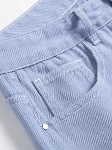 Men Ripped Slim Straight Jeans - Light Wash - View 5