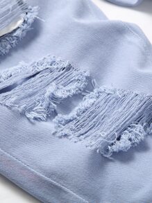 Men Ripped Slim Straight Jeans - Light Wash - View 7