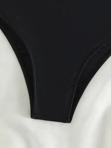 Rhinestone Decor Push Up One Piece Swimsuit - Black - View 4