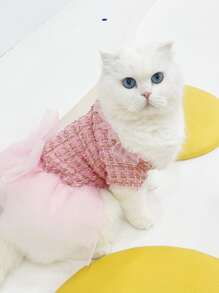 1入組蝴蝶結裝飾寵物洋裝 - 粉色 - 查看 3