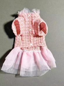 1入組蝴蝶結裝飾寵物洋裝 - 粉色 - 查看 5