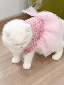 1入組蝴蝶結裝飾寵物洋裝 - 粉色 - 查看 7