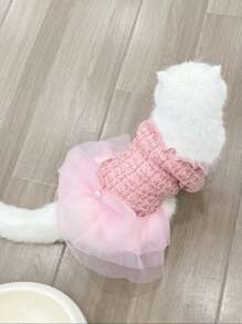 1入組蝴蝶結裝飾寵物洋裝 - 粉色 - 查看 8