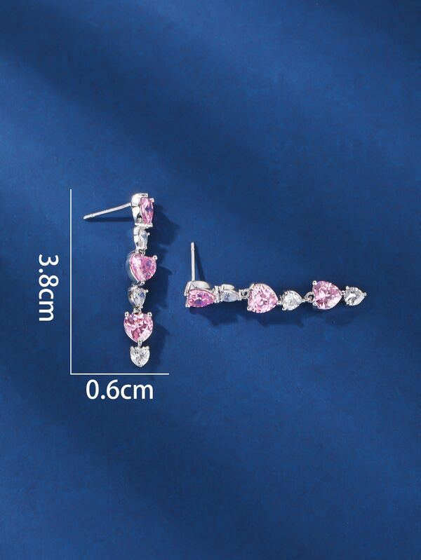 Rhinestone Heart Decor Drop Earrings SHEIN USA