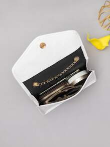 Mini Tassel Decor Quilted Flap Chain Square Bag - White - View 5