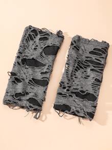 Street Ripped Detail Fingerless Gloves