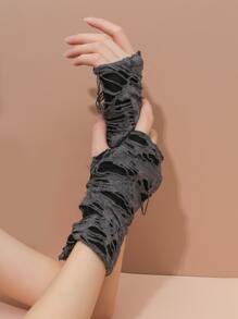 Street Ripped Detail Fingerless Gloves