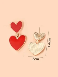 1 cặp bông tai hình trái tim thời trang dành cho phụ nữ để trang trí hàng ngày cho ngày lễ tình nhân - Đỏ - Xem 4