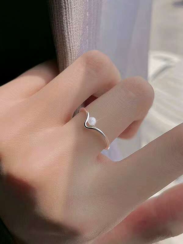 1 قطعة خاتم نحاسي مفتوح الطرف مزين بالأشكال الهندسية والخرز، مناسب لمواسم الزفاف والخطوبة