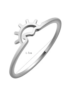 太陽裝飾戒指 - 銀色 - 查看 3